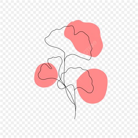 Arte De Línea De Flor Roja PNG Flor Roja Flor Arte Lineal PNG y PSD