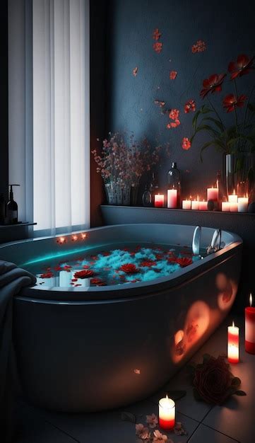 Premium AI Image | A bathtub with candles and candles in the corner.