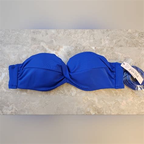 Victoria S Secret Swim Vs Swim Essential Twist Bandeau Removable Pushup Bikini Top Blue Oar