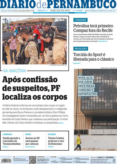 Capa Diario De Pernambuco Quarta De Janeiro De