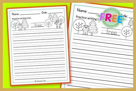 Arbor Day Practice Writing Tree Classroom Star Worksheets