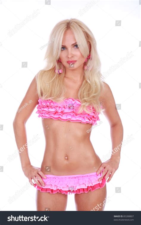 Beautiful Model Pink Bikini Posing On库存照片85288807 Shutterstock