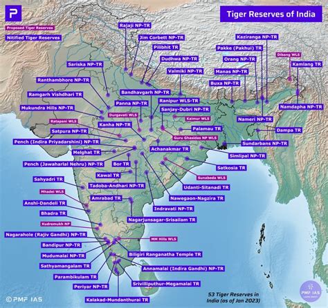 Tiger Reserves of India with Map (53 Tiger Reserves in India in 2023 ...