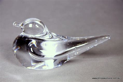 A Daum Clear Glass Bird Ornament Later 20th Century Etched French Glass