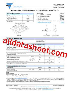 SQJ910AEP T1 GE3 Datasheet PDF Vishay Siliconix