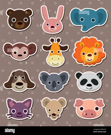 animal face stickers Stock Vector Image & Art - Alamy