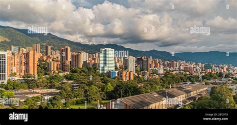 Aerial view from the industrial zone of the El Poblado sector on ...