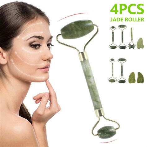 4x Jade Face Massage Roller Facial Massager Beauty Tool Body Eye Hand