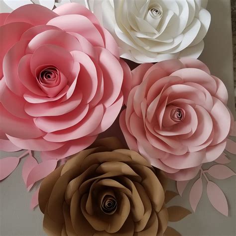 Svg Pdf Rose Paper Flower Template Pdf Flower Template Svg Etsy