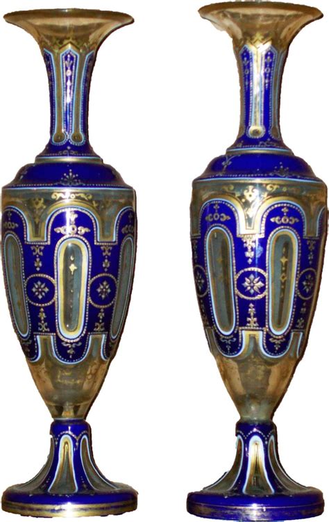 Antique Venetian Blue Glass With Gilt Design By Estatealternatives