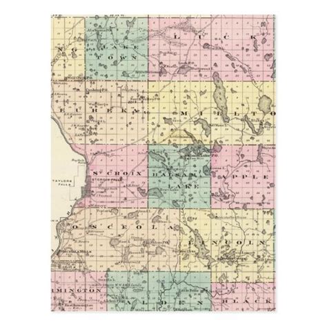 Map of Polk County, State of Wisconsin Postcard | Zazzle.com