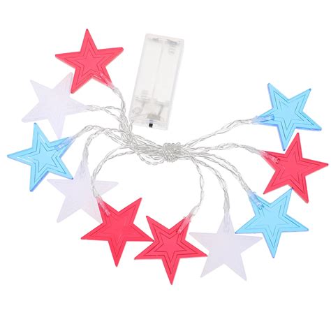 1 Set American Independence Day String Lights Colorful Pentagram Led Lamps