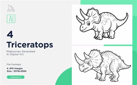 Triceratops Dinosaur Coloring Pages Set - TemplateMonster