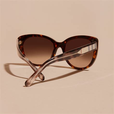 Check Detail Cat-eye Sunglasses in Light Russet Brown - Women | Burberry United States