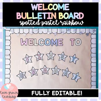 Pastel Rainbow Welcome Back Bulletin Board | EDITABLE by LoveGrowsLearning