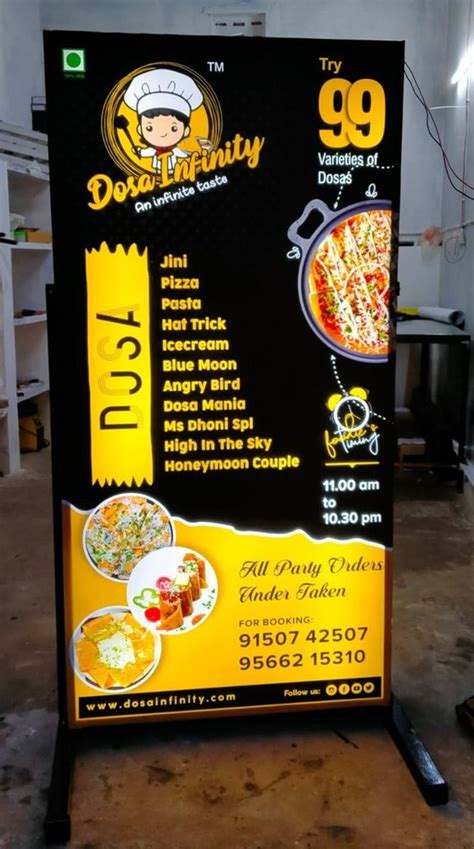 Free Standing Black and Yellow Restaurant Menu Sign Board, For ...