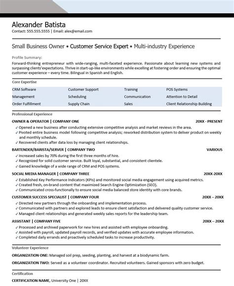 Business Owner Resume Sample | Monster.com