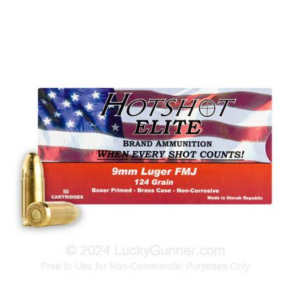 Cheap 9mm Hotshot Elite Ammo For Sale 124 Gr Full Metal Jacket