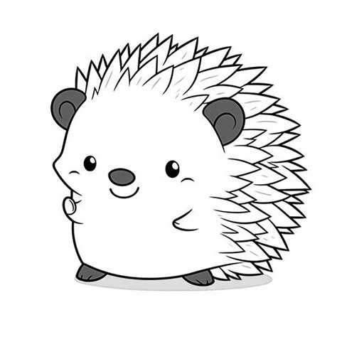 A black and white drawing of a hedgehog with a face generative ai ...