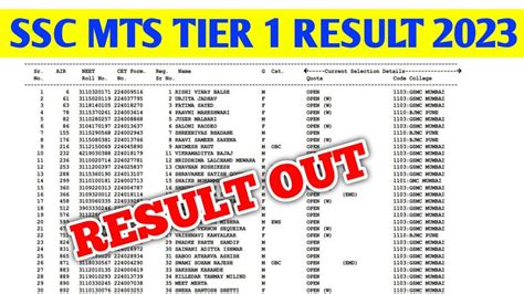 How To Check Ssc Mts Tier 1 Result Ssc Mts Exam Result 2023 Youtube