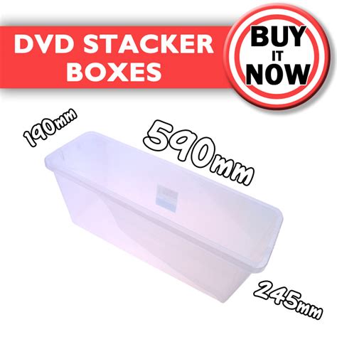 PLASTIC DVD STORAGE BOXES – Stacking 36 Video Game Box Plastic Stacker ...