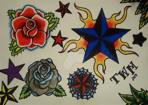 Star Rose Tattoo Flash By Mourn777 On Deviantart