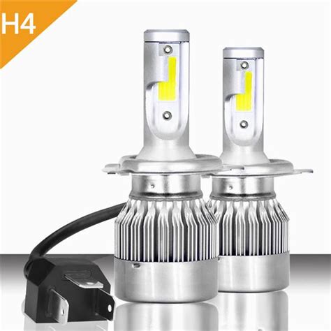 Buy 1 Pair COB H4 C6 7600LM 72W LED Car Headlight Kit Hi Lo Turbo Light