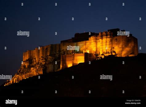 Mehrangarh Fort At Night Jodhpur Rajasthan India Stock Photo Alamy