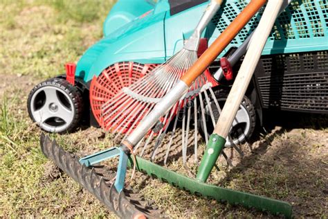 Various Garden Tools for Lawn Care Stock Photo - Image of closeup, lawn: 176026804