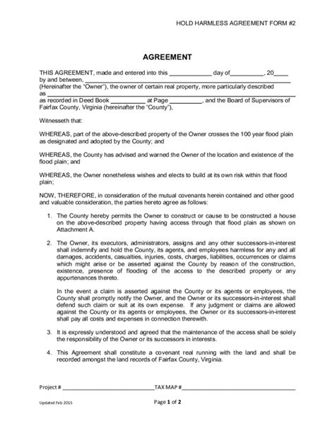 Printable Hold Harmless Agreement Form Edit Fill Sign Online Property