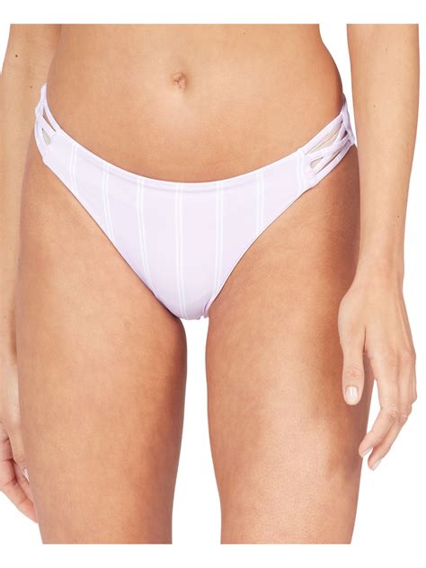 ROXY Women S Purple Stretch Strappy Lined Moderate Coverage Reversible Sea Waves Bikini
