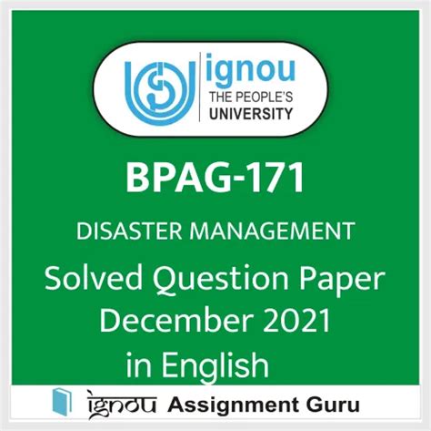 BPAG 171 DISASTER MANAGEMENT In English Solved Question Paper December