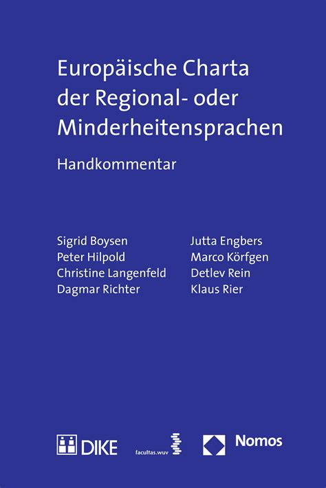 Europäische Charta der Regional oder Minderheitensprachen DIKE Verlag