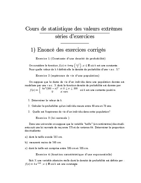 Exercice Corrigé Statistique A Deux Variables