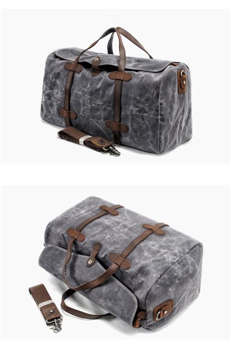 Casual Waxed Canvas Mens Large Travel Waterproof Weekender Bag Shoulde