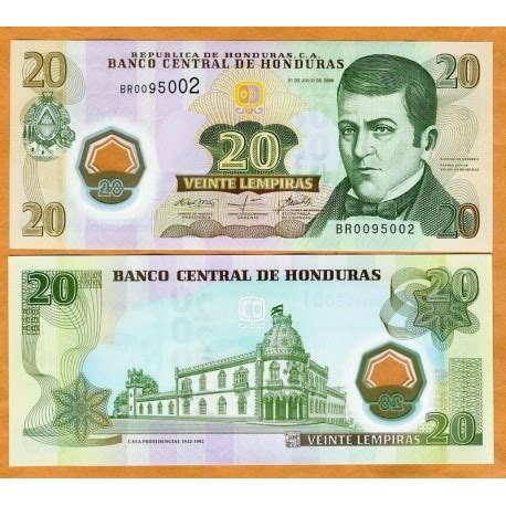 HONDURAS 20 LEMPIRAS 2008 CASA PRESIDENCIAL Pick 95 BILLETE DE PLASTICO