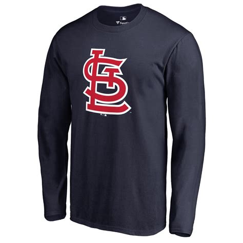 Men's St. Louis Cardinals Navy Secondary Color Primary Logo Long Sleeve ...