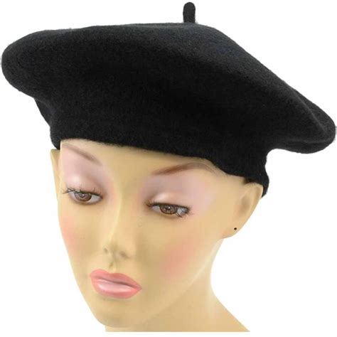 Wool Felt French Beret Artist Tam Hat Costume Accessory Black Red Green