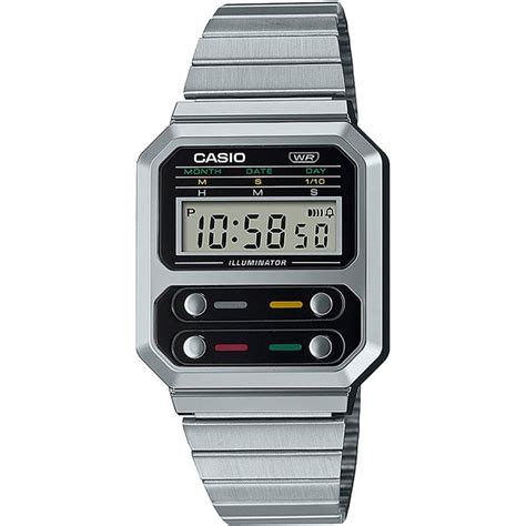 Casio Iconic Vintage Revival 33mm Digital Watch Silver Watches From