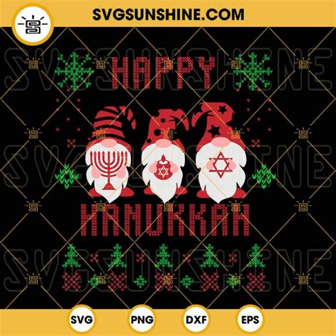 Gnomes Happy Hanukkah Ugly Christmas Sweater SVG Gnomes Ugly Hanukkah