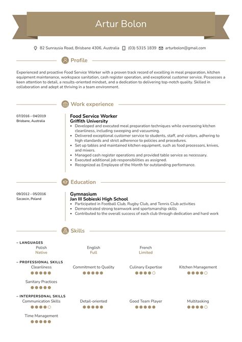 Food Service Worker Resume Sample | Kickresume