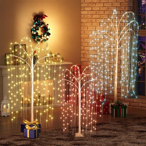 Mieres 3 Pieces Willow Tree Christmas Tree with Color Adjustable LED ...