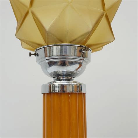 Vintage Art Deco Orange Bakelite And Chromed Metal Table Lamps For Sale