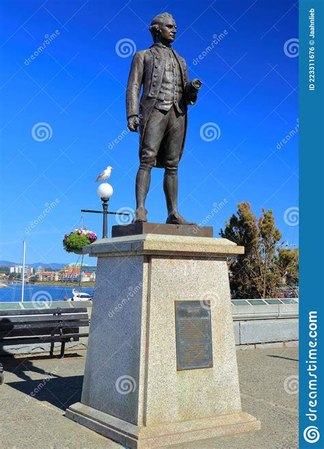 Captain James Cook Statue Showing Plaque Stock Image Cartoondealer