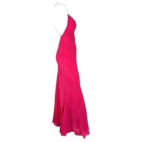 S S 2004 Ralph Lauren Runway Hot Pink Pleated Chiffon Backless Cowl Gown For Sale At 1stDibs