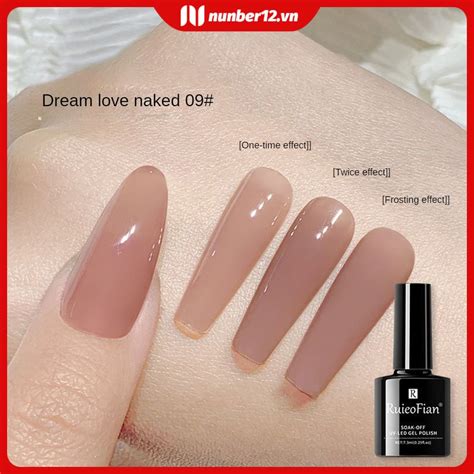 Ruieo Fian Trọn bộ sơn móng tay màu hồng nude ice gel trong suốt Bộ sơn móng tay dream nail