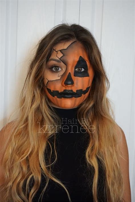 Diy Pumpkin Costume Images With Makeup Tutorial Halloween Makeup Easy Creepy