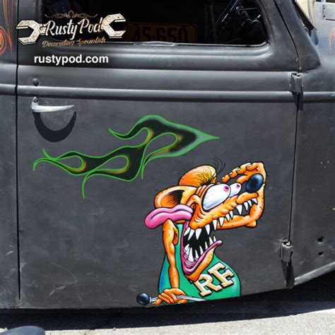 Rat Fink And Flame Hot Rod Door Art Sticker 12263 Rustypod Store