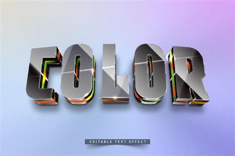 Generador de efectos de texto metálico brillante 3d Vector Premium