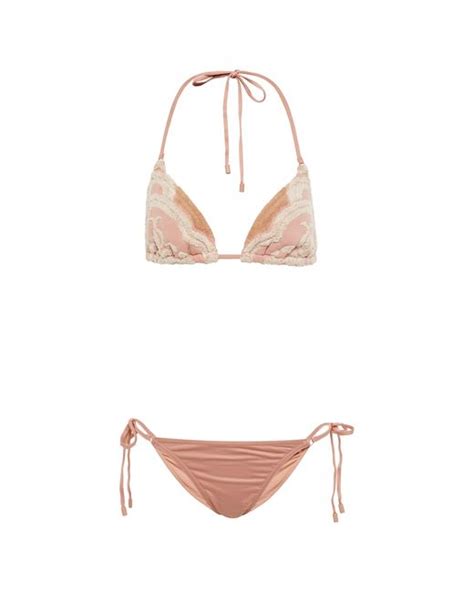 Zimmermann Jeannie Jacquard Terry Bikini In Beige Stylemi